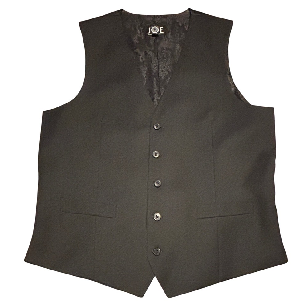 Joseph Abboud Waistcoat Vest Charcoal Grey Wool Paisley Back JOE VT5SW SL-VWE